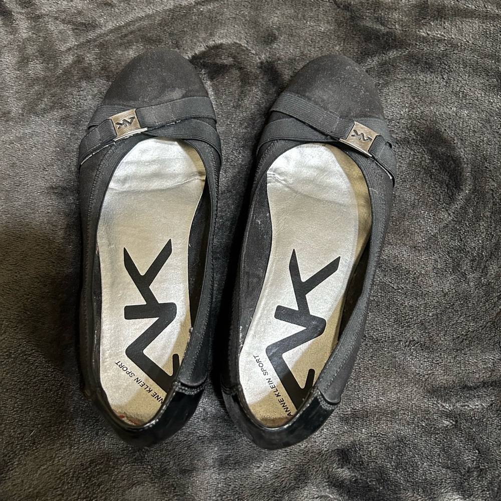 Anne Klein Black Women's Flats with Silver Accents